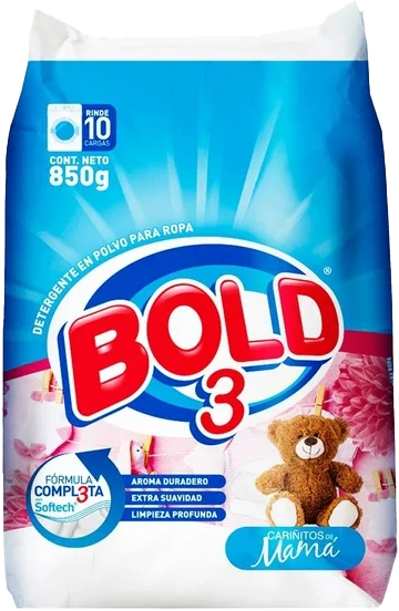 DETERGENTE POLVO BOLD 3 CARIÑITOS BL 18/850GR