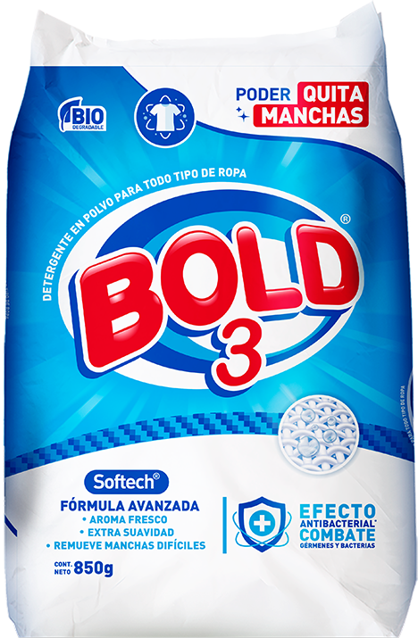 DETERGENTE POLVO BOLD 3 QUITA MANCHAS 18/850GR