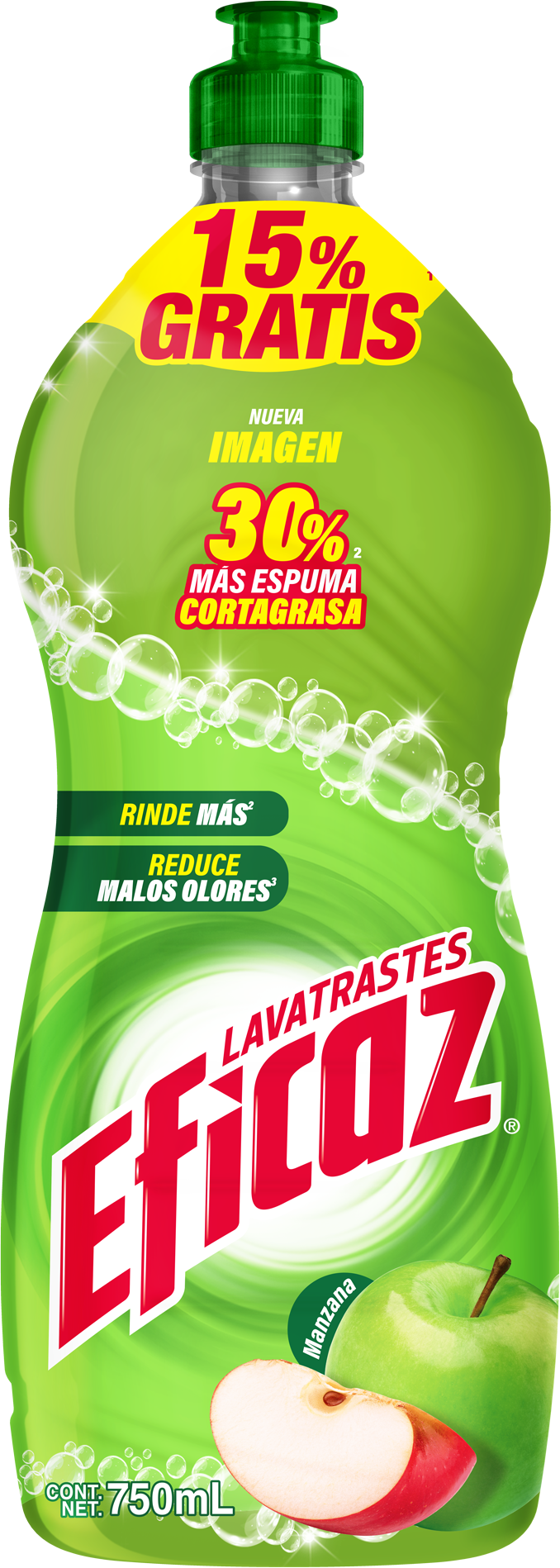 DETERGENTE LIQ LAVATRASTES EFICAZ PINOL MANZANA PRECIO ESP 12/750 ML