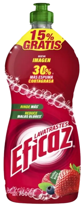 DETERGENTE LIQ LAVATRASTES EFICAZ PINOL FRUTOS ROJOS PRECIO ESP 12/750 ML