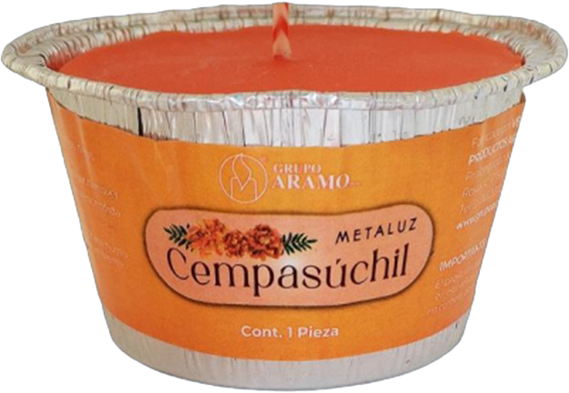 VELADORA CEMPASUCHIL METALUZ 24/1PZ