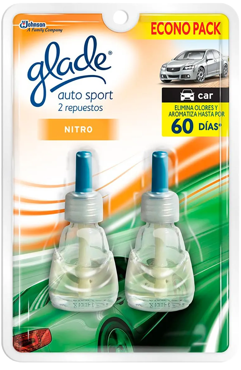 AROMATIZANTE P/AUTO GLADE REPUESTO AUTOSPORT NITRO TWIN 12/14ML