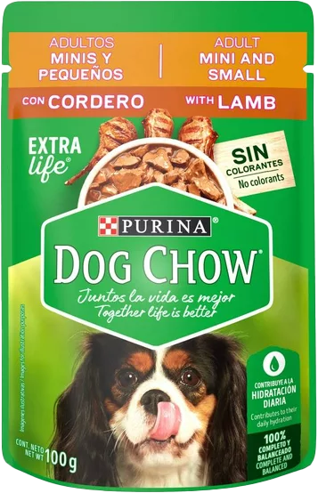 COMIDA P/PERRO ADULTOS MINIS Y PEQUEÑOS CORDERO DOG CHOW POUCH 12/100GR