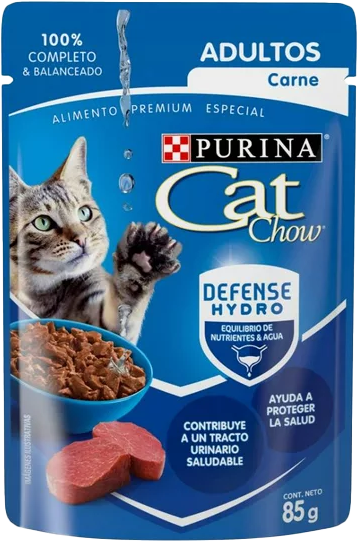COMIDA P/GATO ADULTO CARNE CAT CHOW POUCH 12/85GR