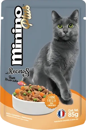 COMIDA P/GATO MININO PAVO AHUMADO POUCH 24/85 GR