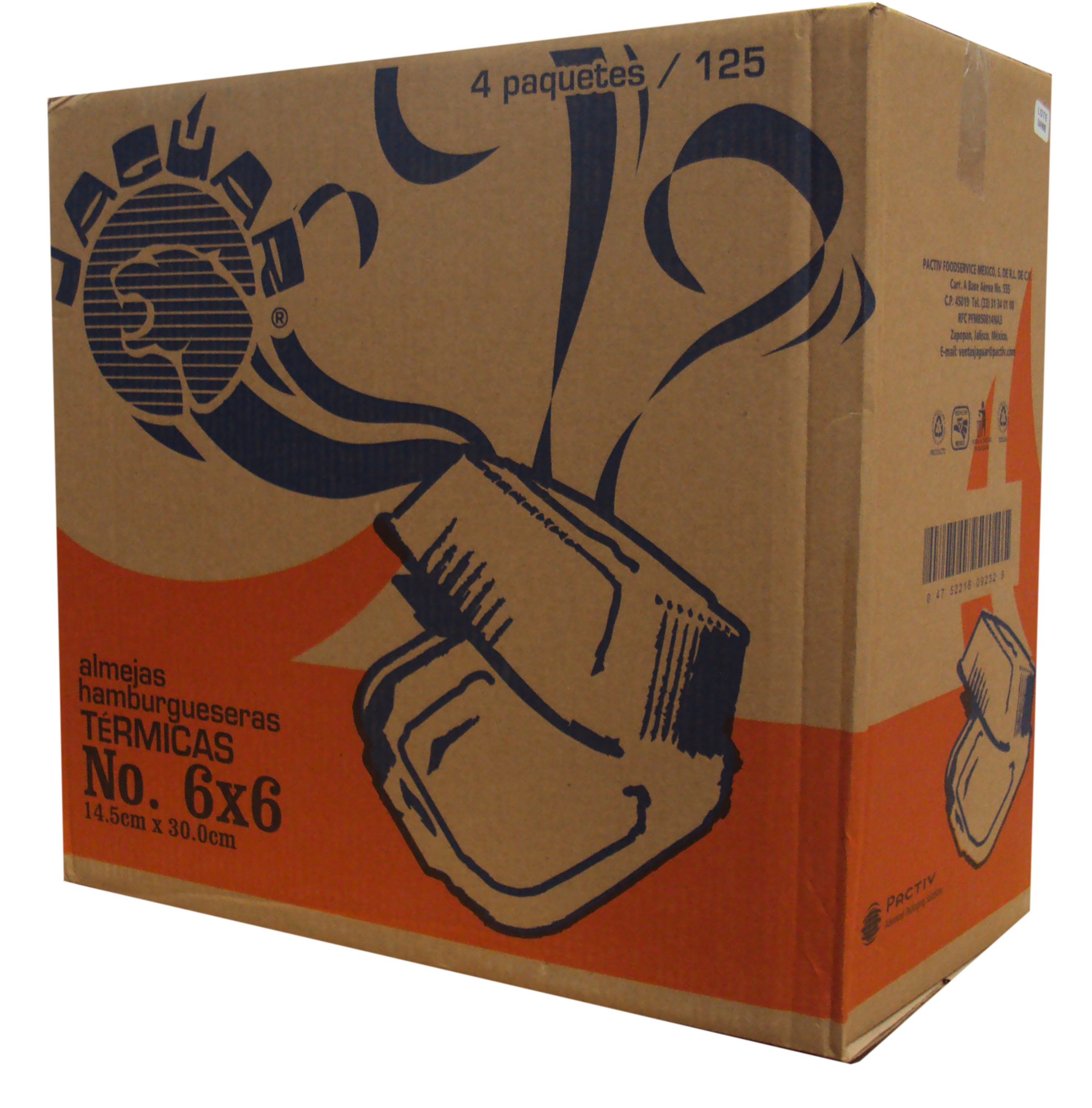 CONTENEDOR PARA HAMBURGUESA JAGUAR 4/125 PZ