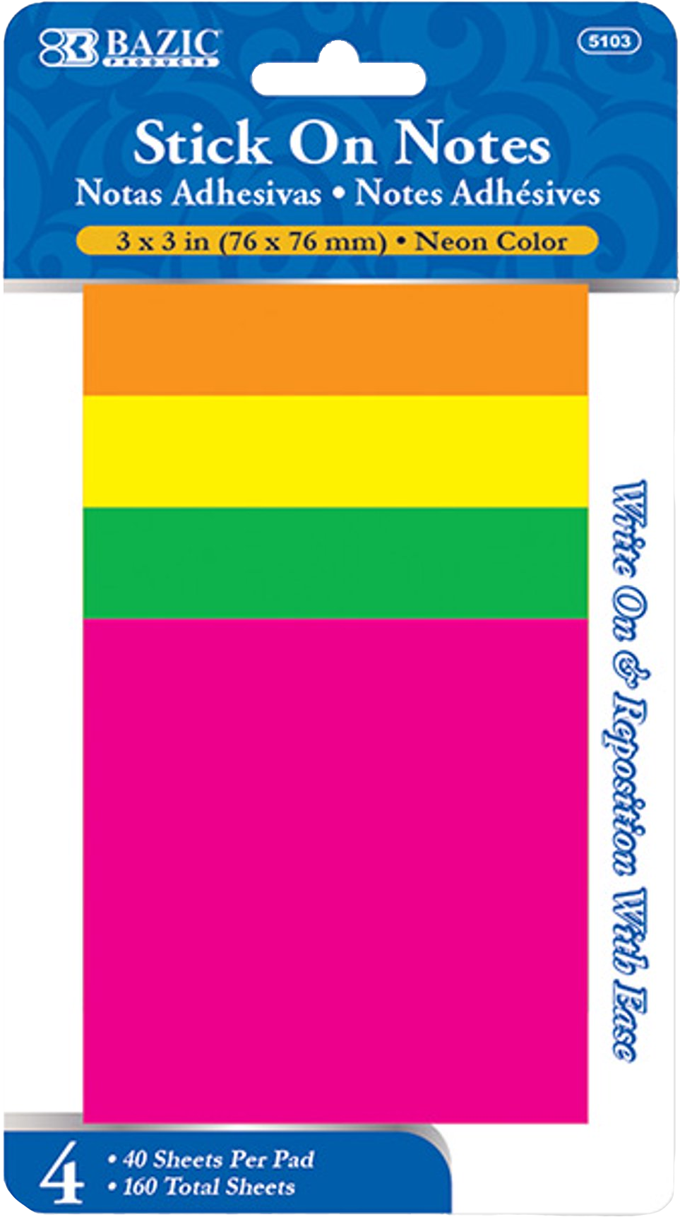 BLOCK DE NOTAS C/ADHESIVO PROMARX COLOR NEON 48/4PZ
