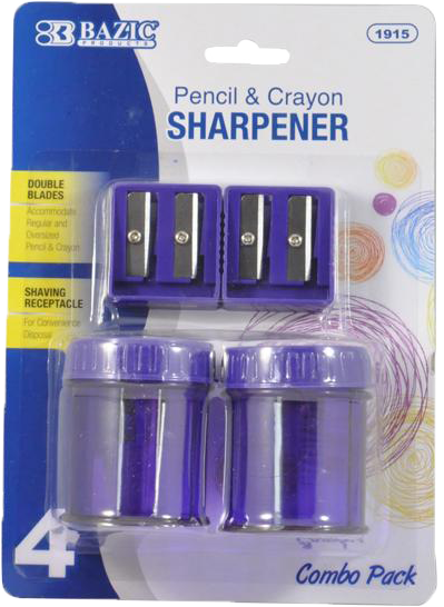 SACAPUNTAS C/RECIPIENTE Y DOBLE NAVAJA BAZIC 4PZ 6/24/1PQ