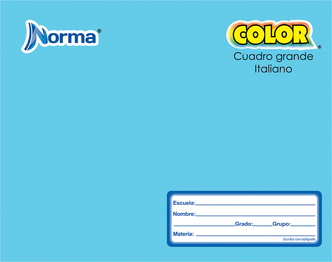 CUADERNO COSIDO ITALIANO NORMA COLOR 360° CUADROS 50/1PZ