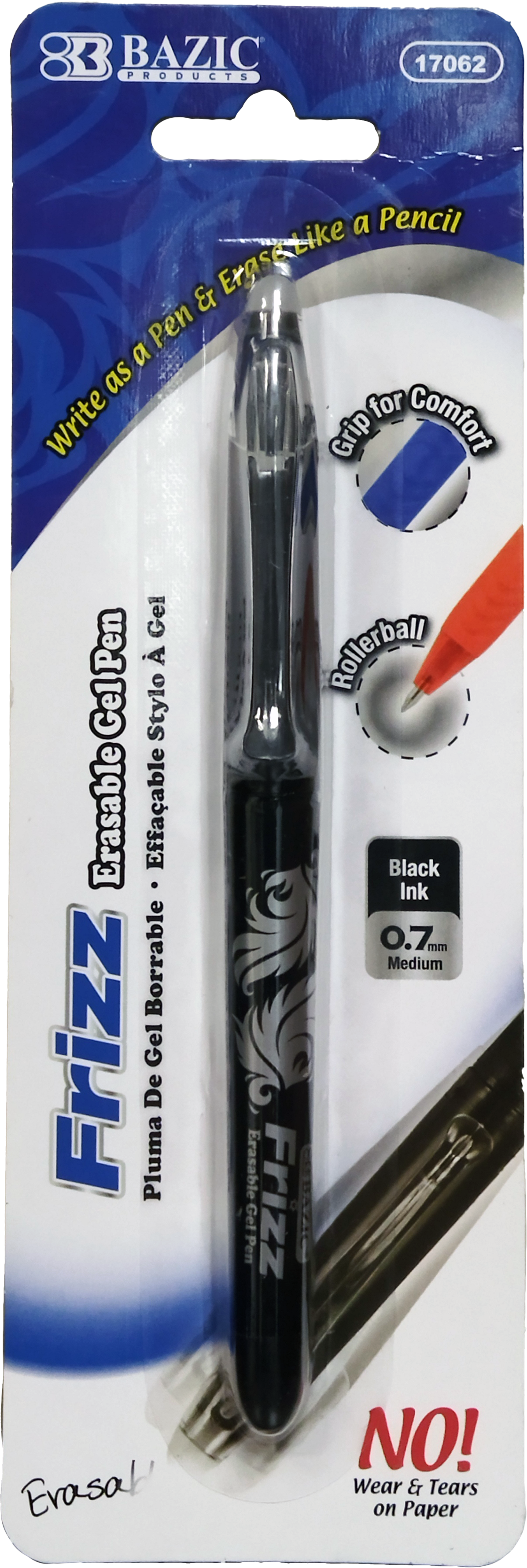 PLUMA DE GEL BAZIC FRIZZ ERASABLE W/GRIP 144/1PZ