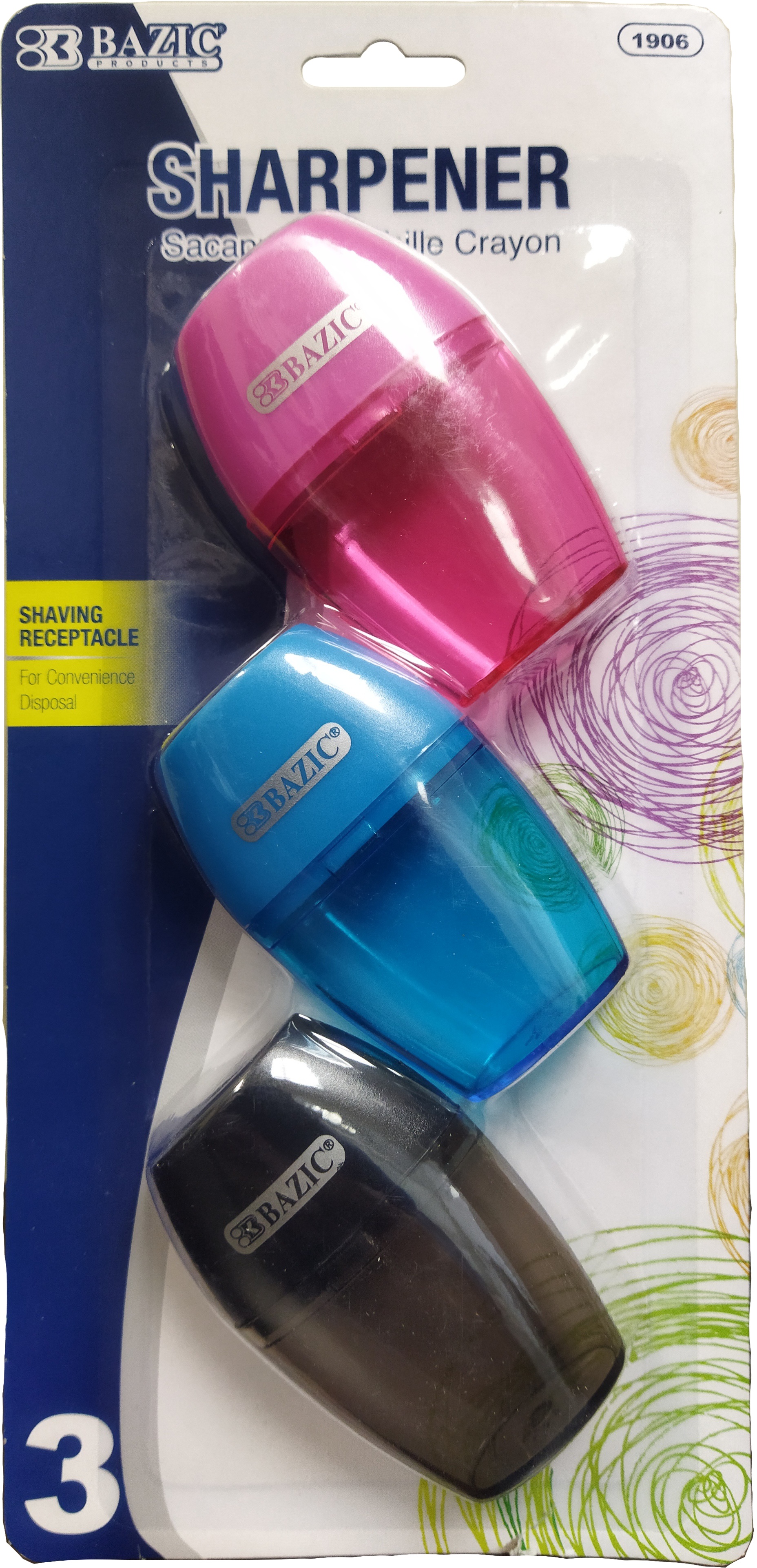 SACAPUNTAS CON RECIPIENTE BAZIC 144/3PZ