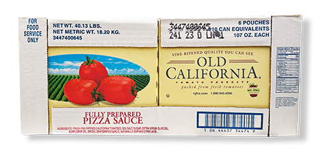 SALSA P/PIZZA PREPARADA BOLSA OLD CALIFORNIA 6/107 OZ