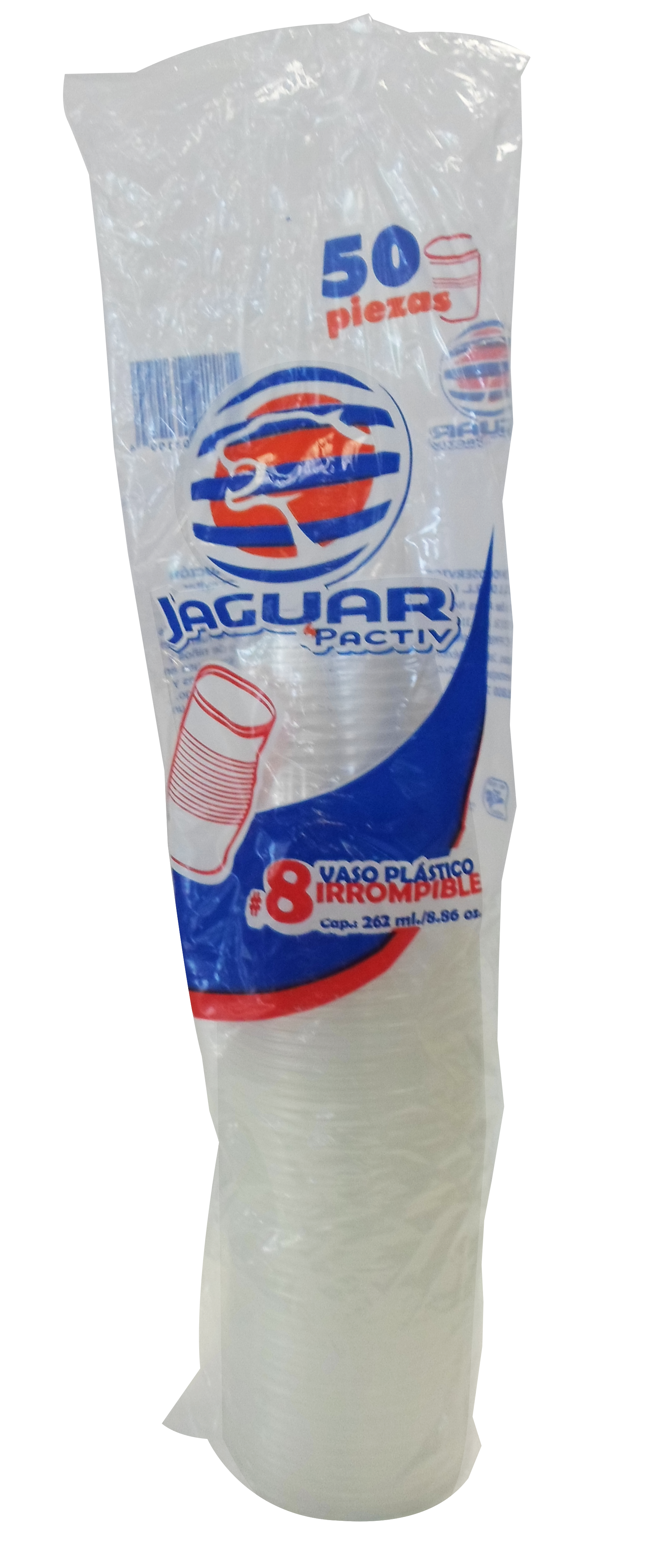 VASO PLASTICO NO. 8 JAGUAR 20/50 PZ