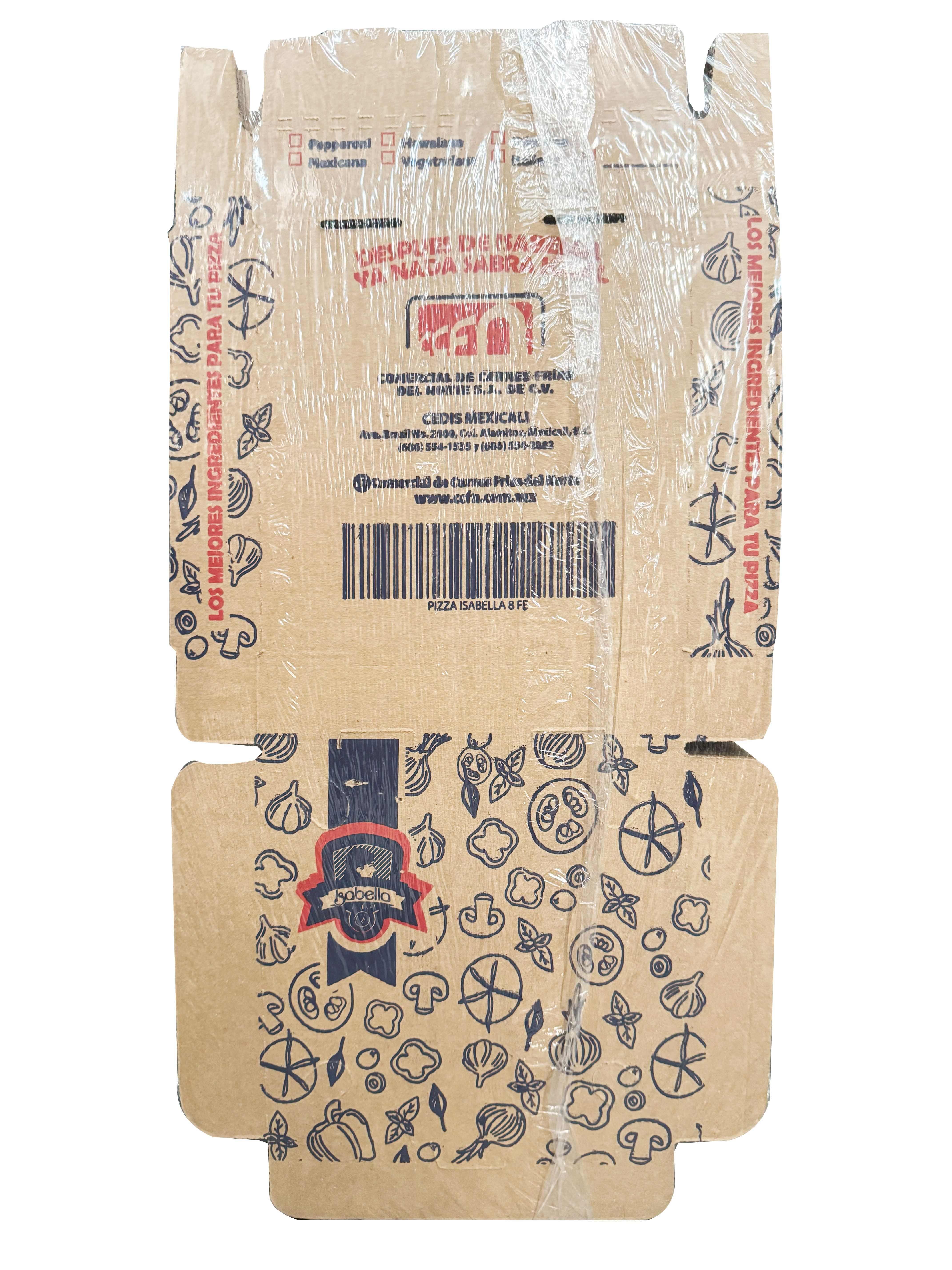 CAJA P/PIZZA KRAFT NO. 8 FLAUTA E 50 PZ