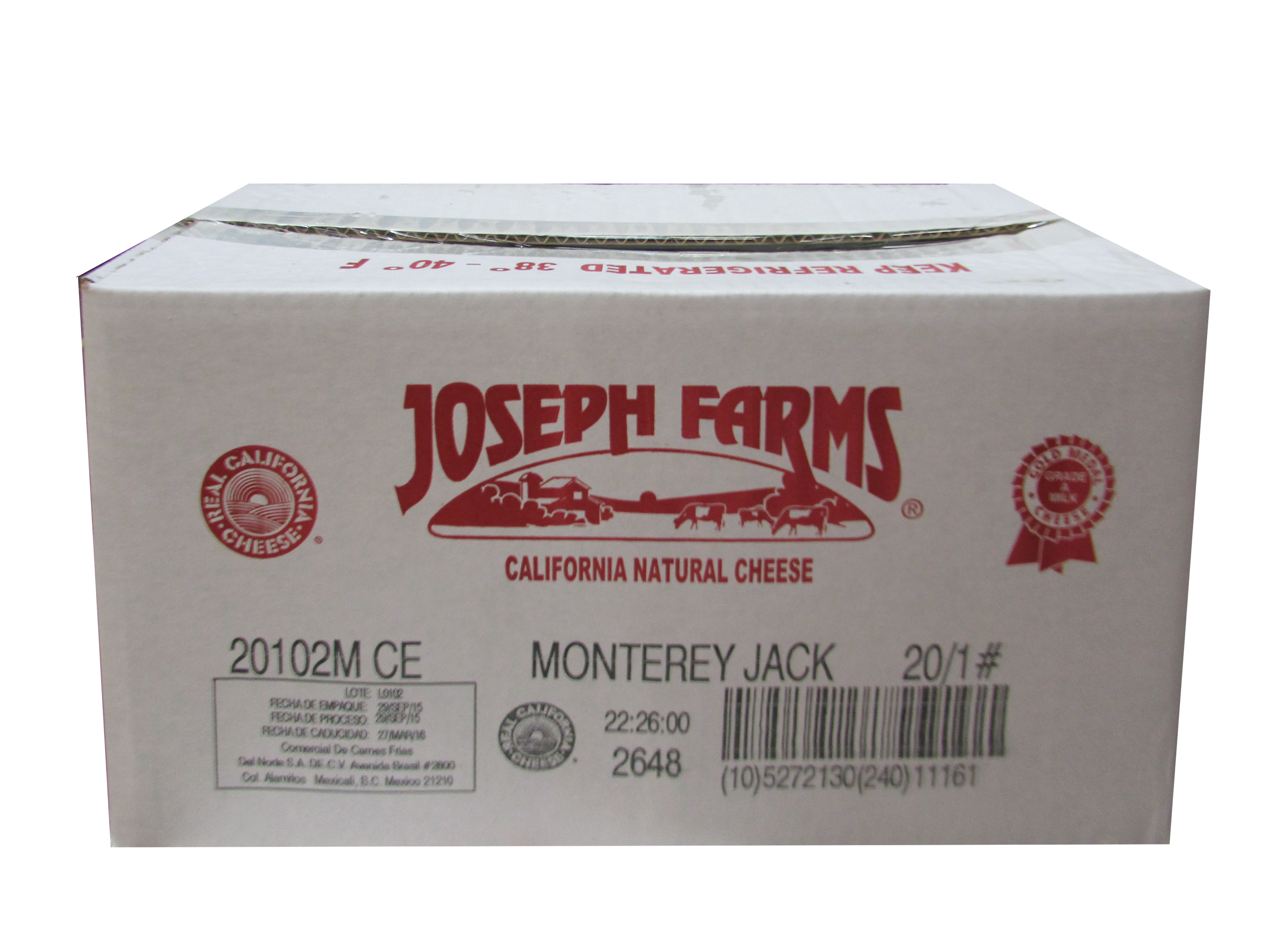 QUESO MONTERREY BARRA JOSEPH FARMS 20/1 LB.