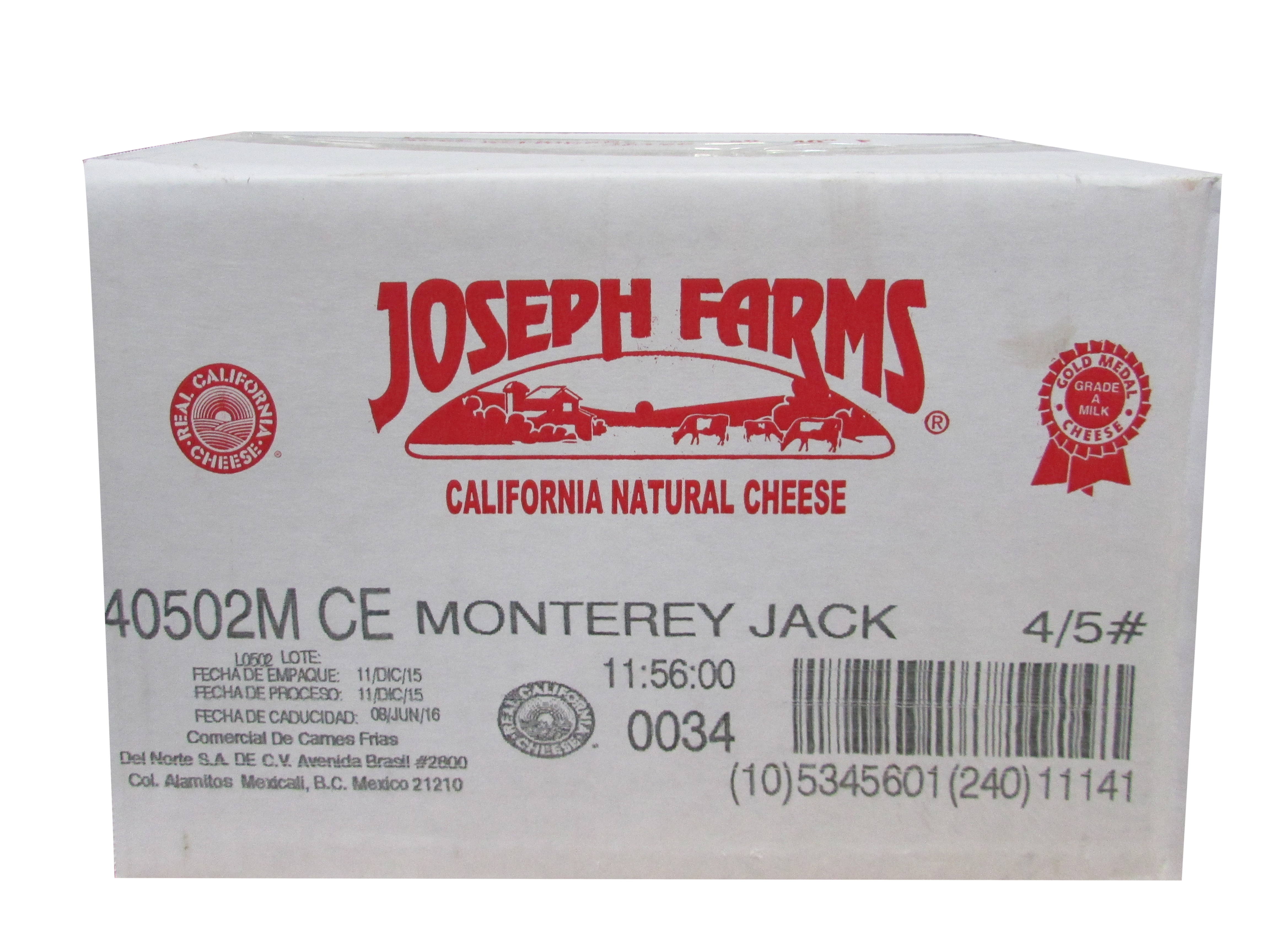 QUESO MONTERREY BARRA JOSEPH FARMS 4/5 LB.