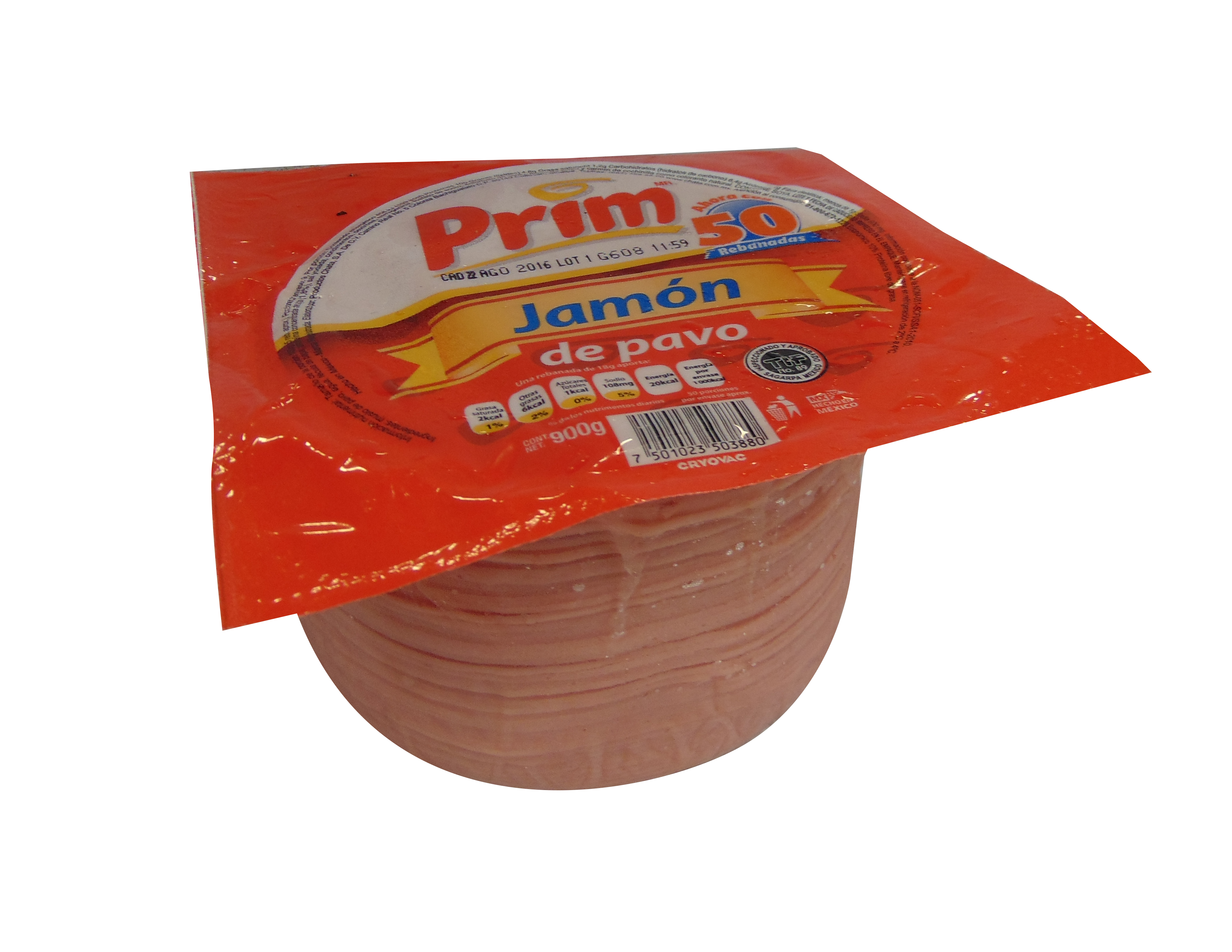 JAMON DE PAVO PRIM PAQUETE 900 GRS