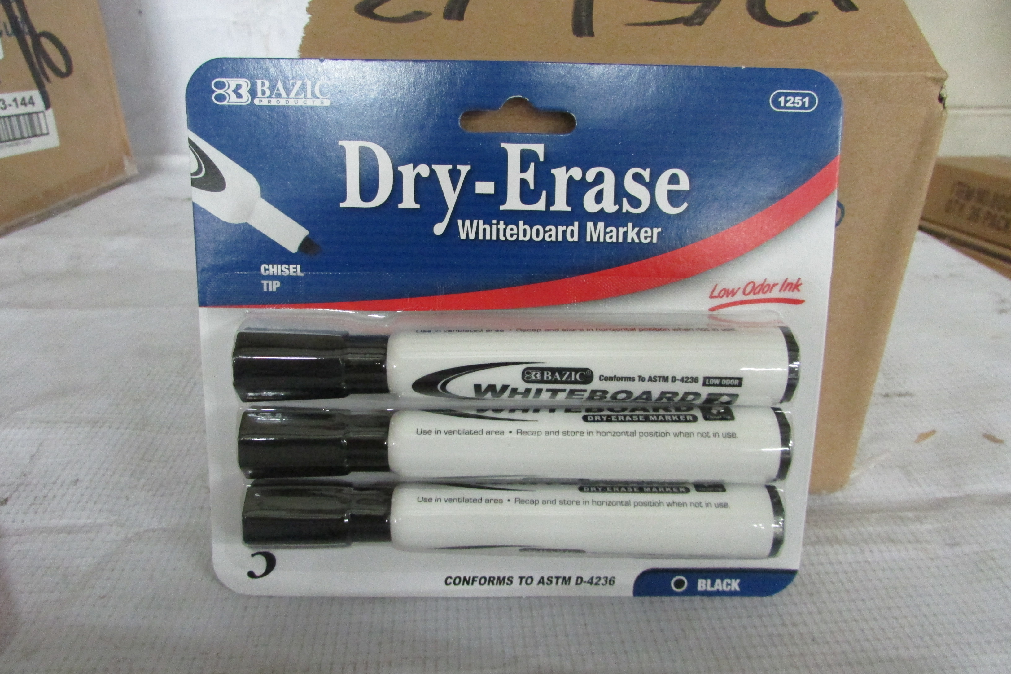 PLUMONES P/PIZARRON COLOR NEGRO DRY ERASER BAZIC 3PZ 6/12/1 PQ