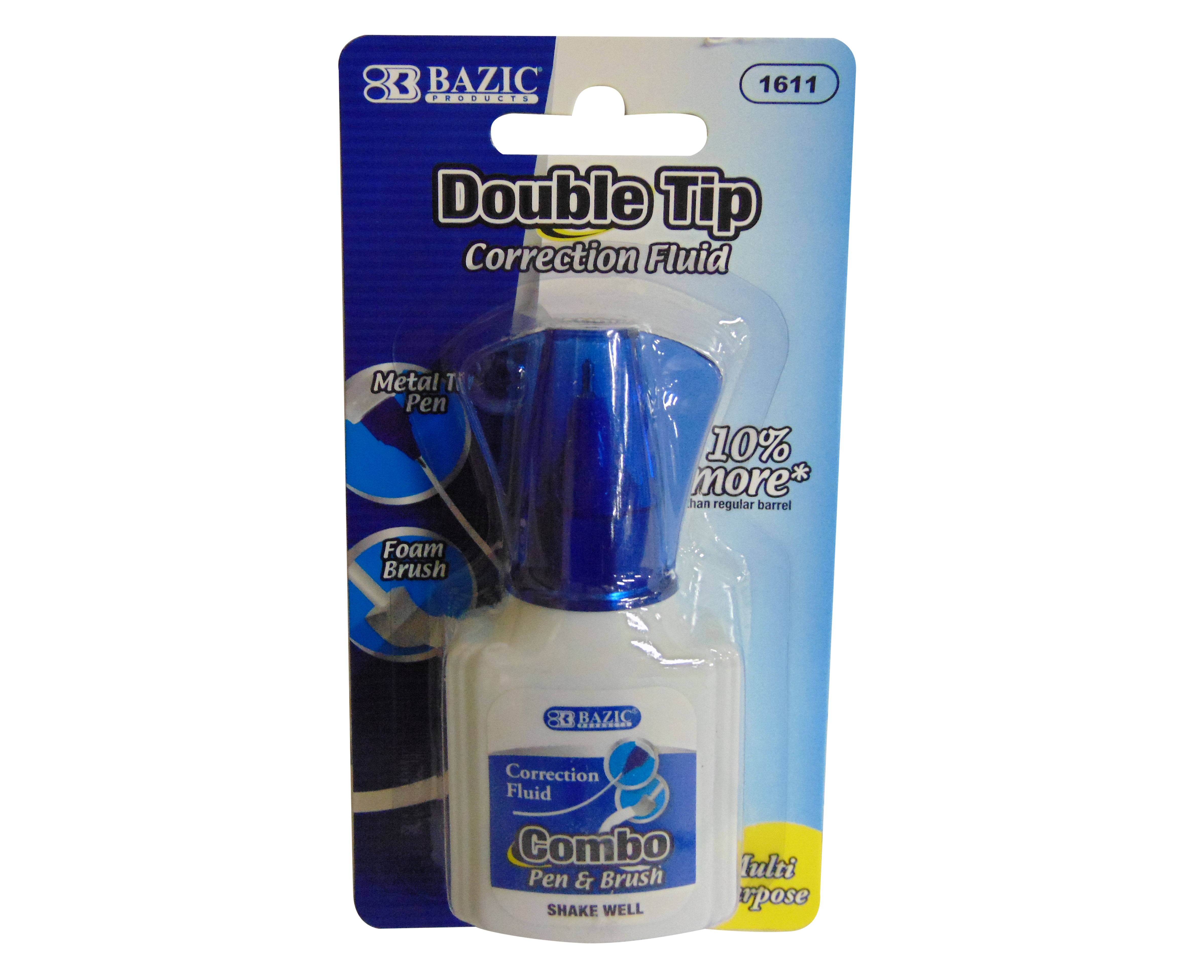 CORRECTOR LIQUIDO 2 EN 1 PLUMA Y BROCHA BAZIC 6/24/1PZ