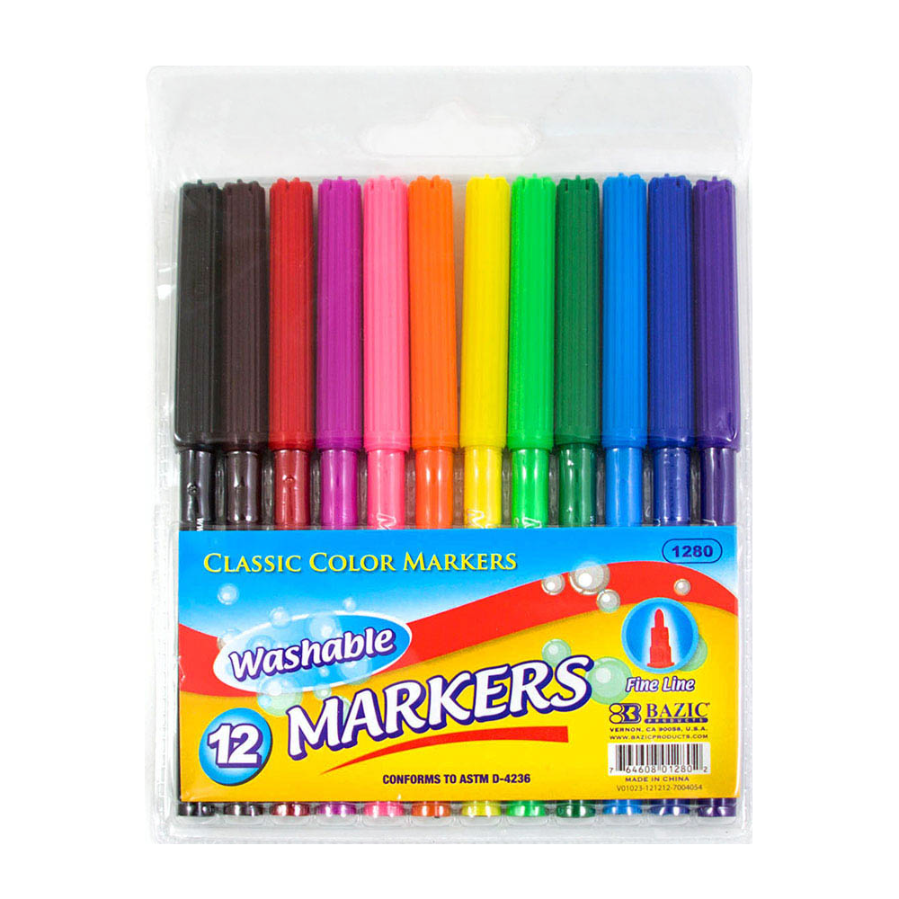 PLUMONES DE AGUA MULTICOLORES WASHABLE MARKERS 12PZ 6/24/1PQ