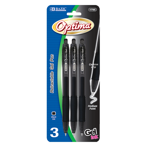 PLUMA COLOR NEGRO OPTIMA OIL GEL BAZIC 3PZ 6/24/1PQ