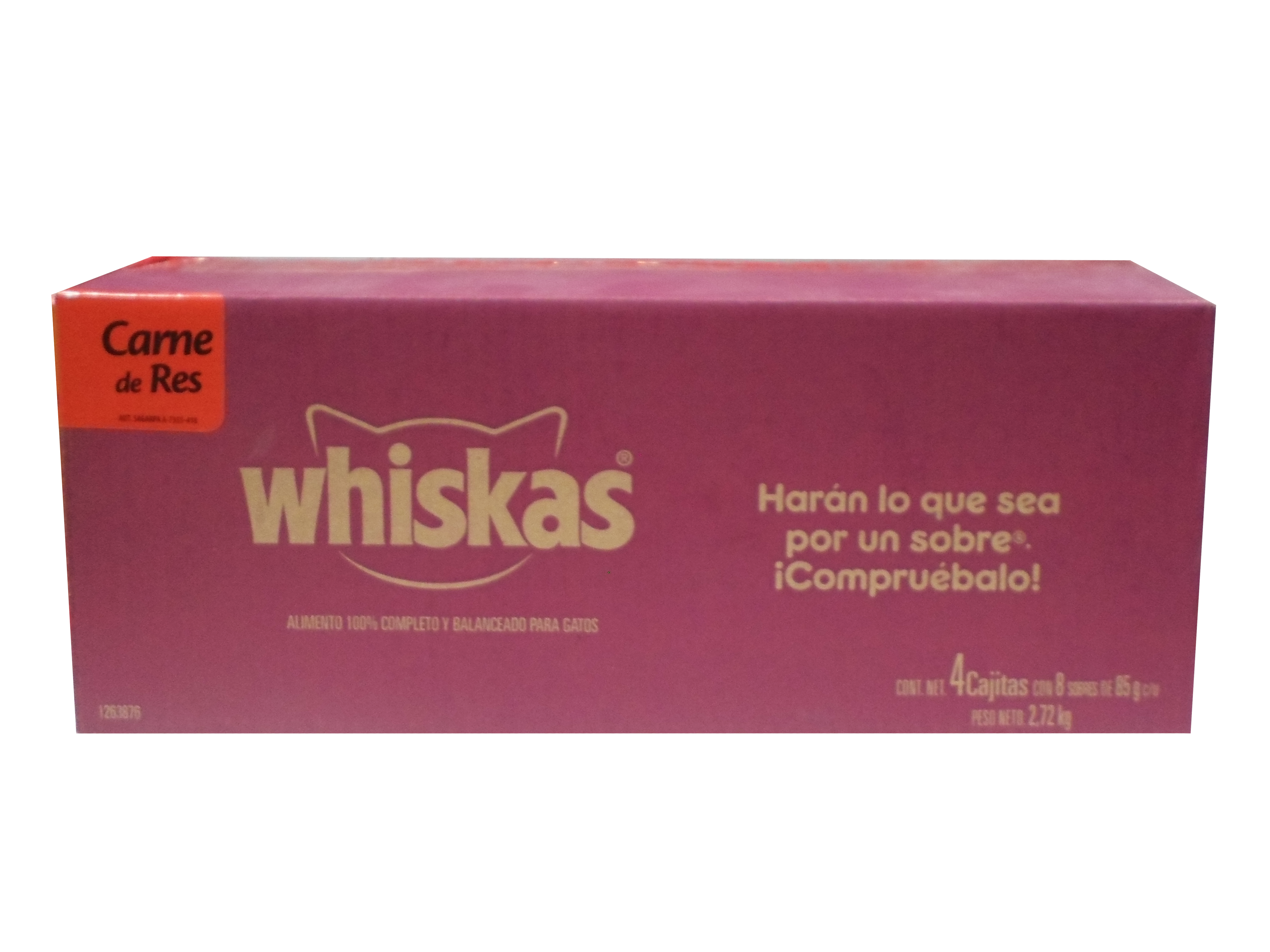 COMIDA P/GATO TROZOS DE RES WHISKAS POUCH 12/85 GR