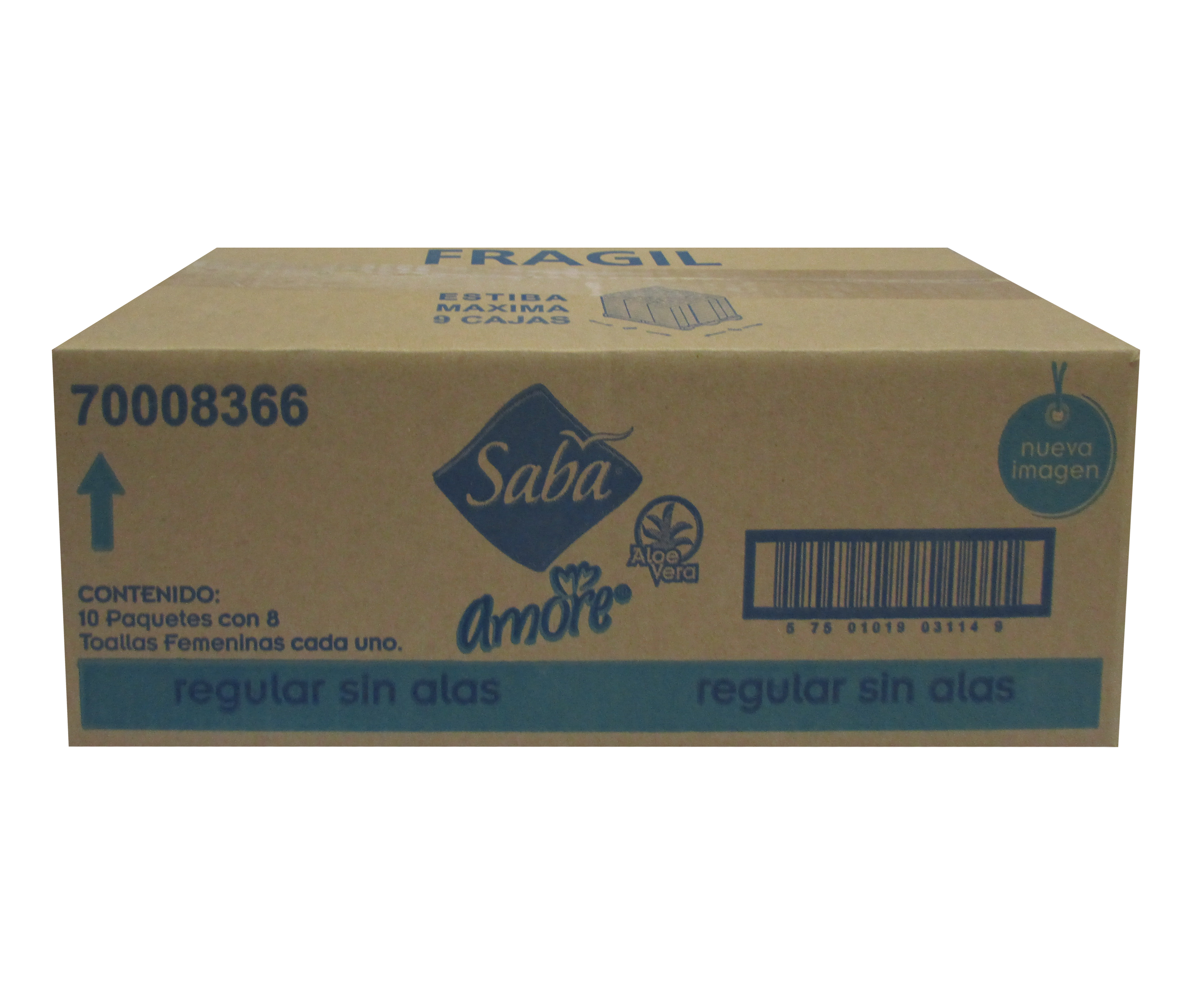 TOALLA FEMEMINA AMORE S/ALAS SABA 10/8 PZ