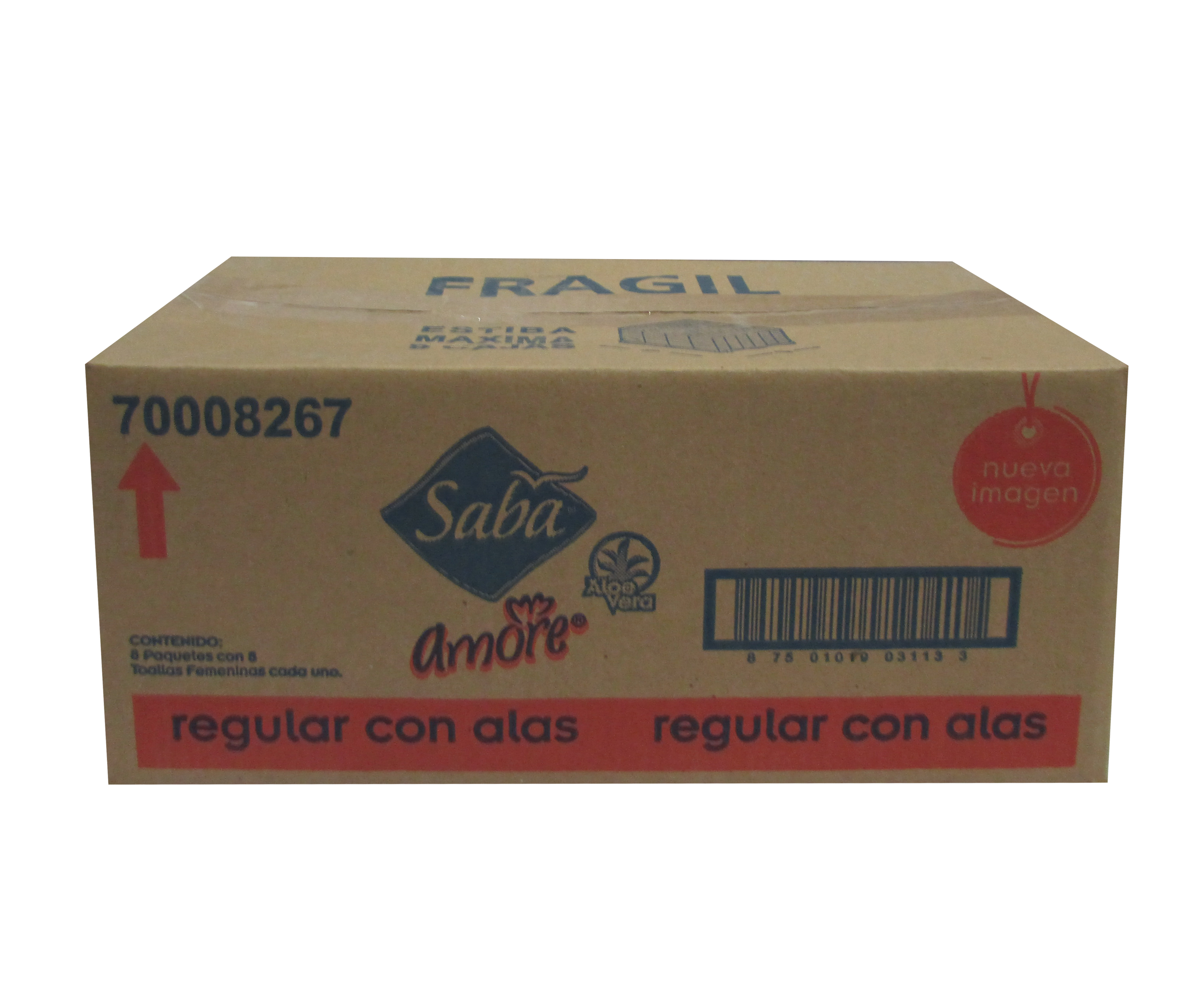 TOALLA FEMENINA AMORE C/ALAS SABA 8/8 PZ