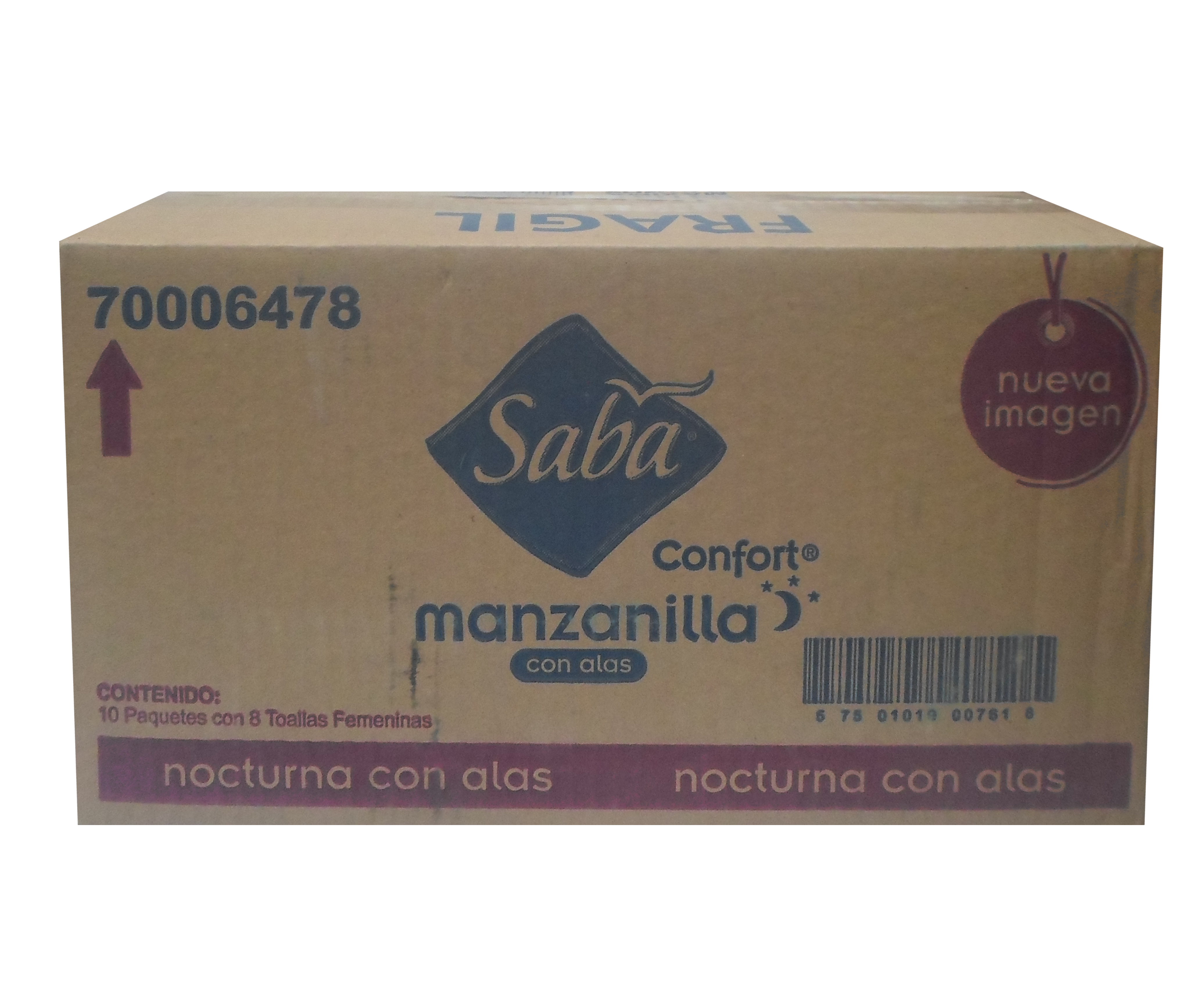TOALLA FEMENINA SABA CONFORT MANZANILLA NOCT C/ALAS  10/8 PZ