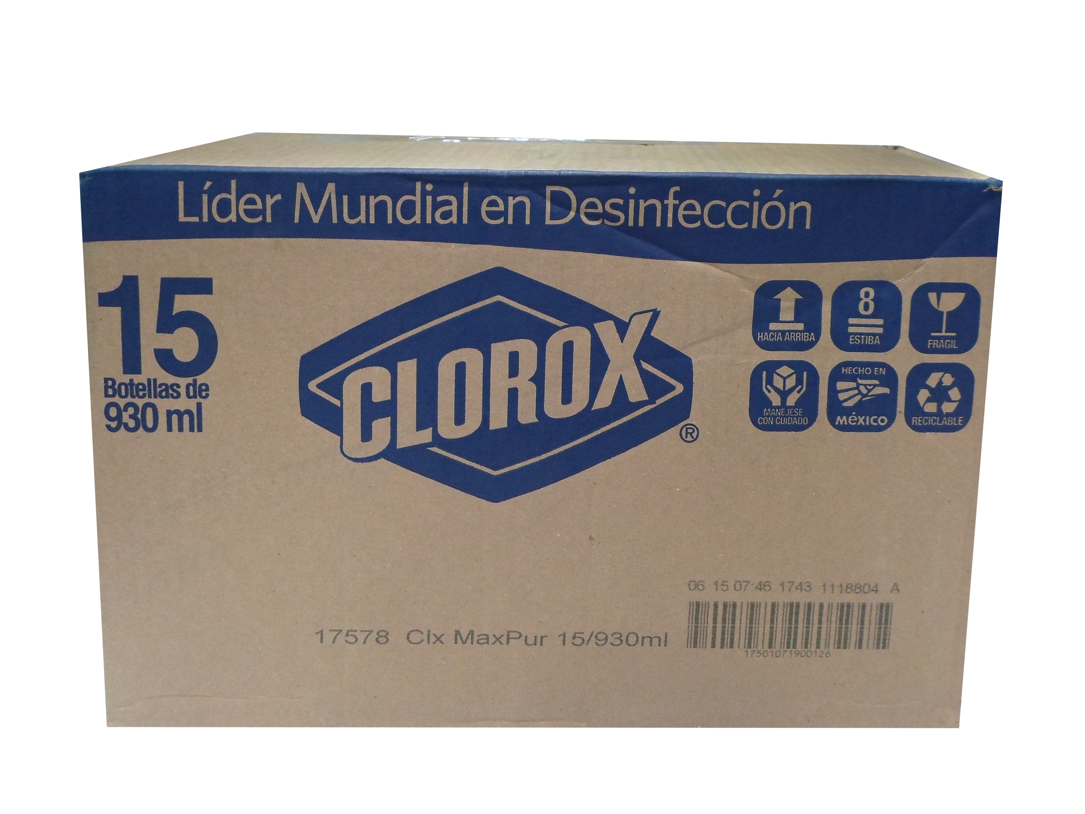 CLORO CONCENTRADO CLOROX 15/930 ML.