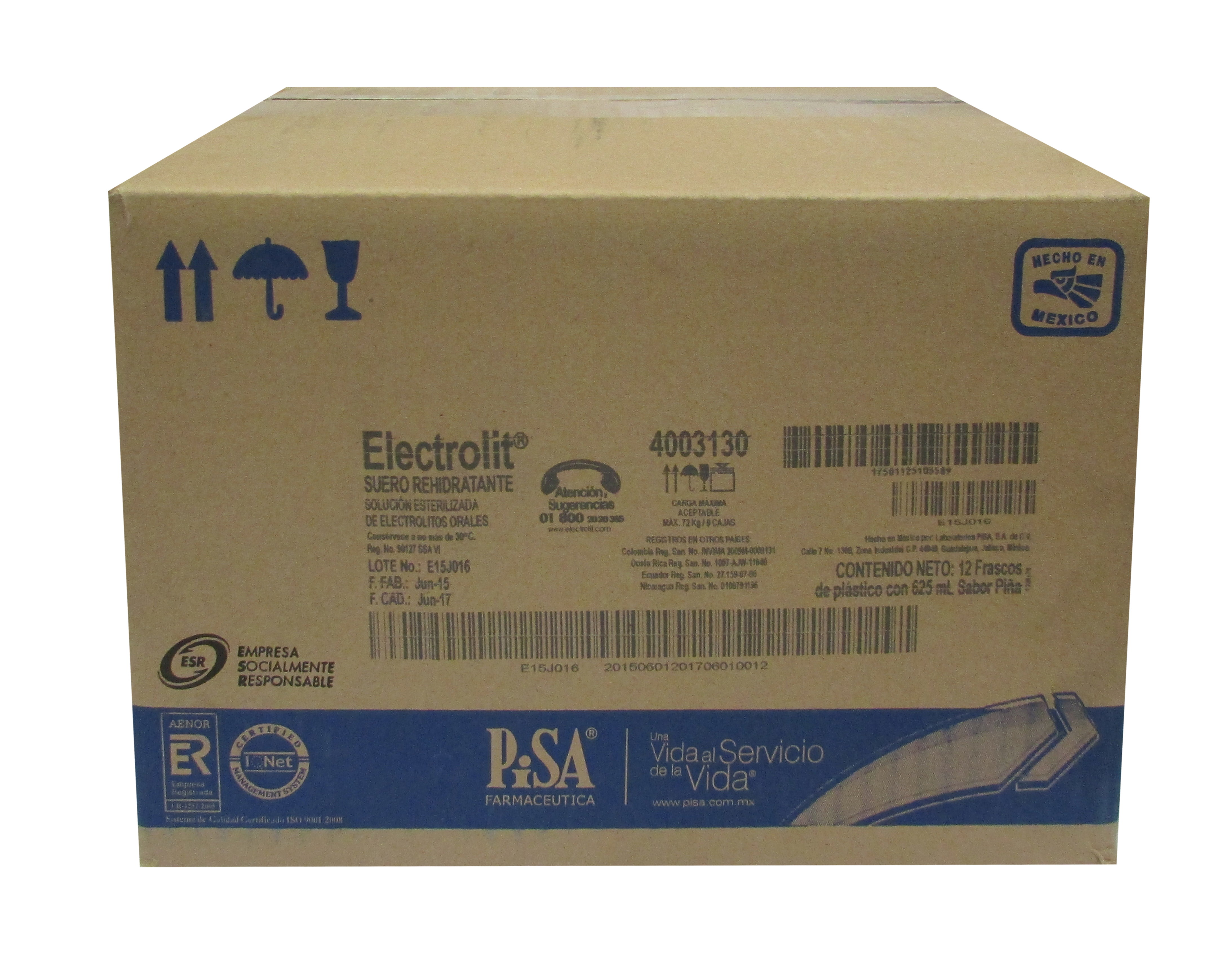 SUERO ELECTROLIT PIÑA 12/625 ML