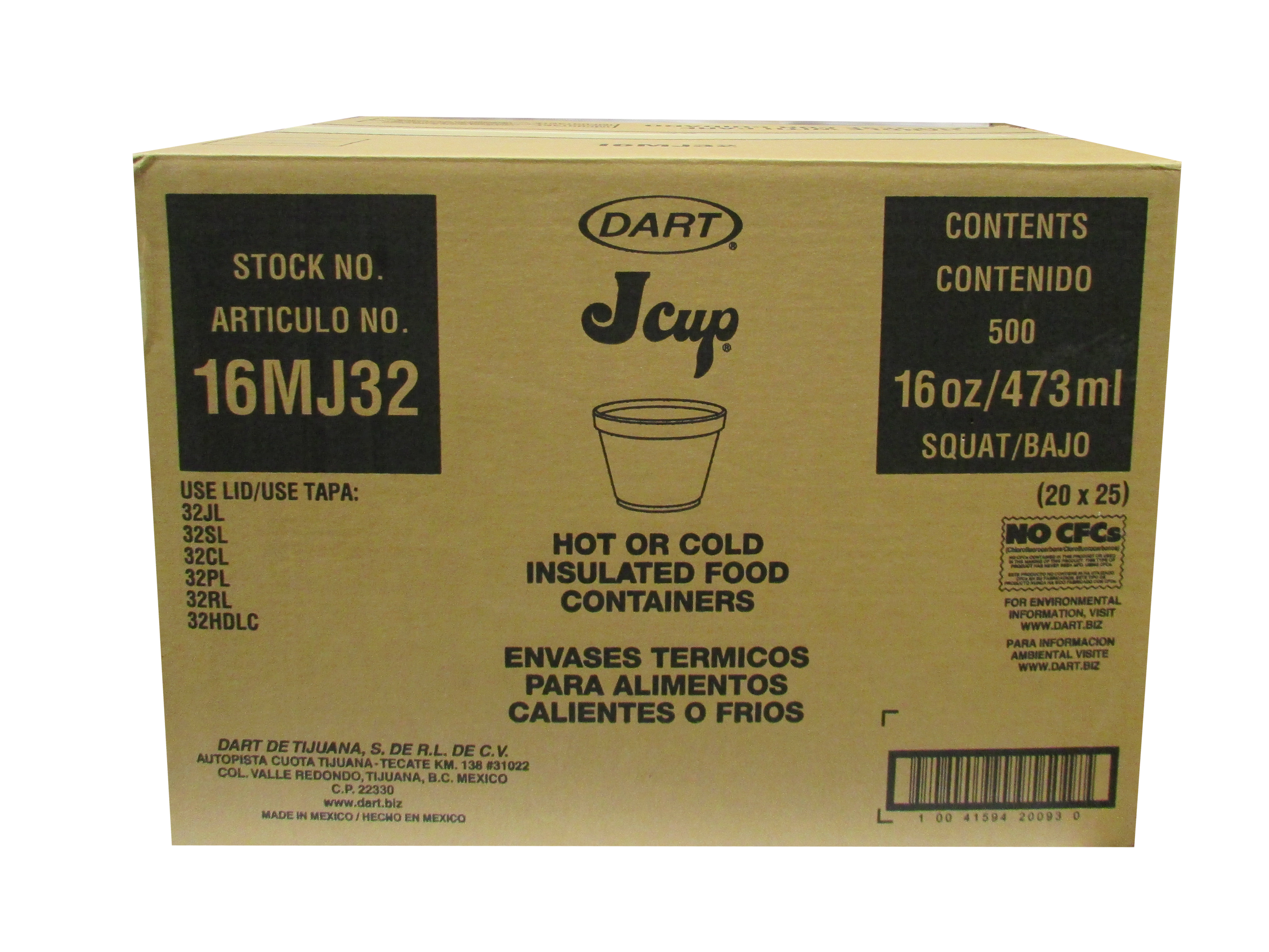 ENVASE DE FOAM DART 16 OZ 20/25