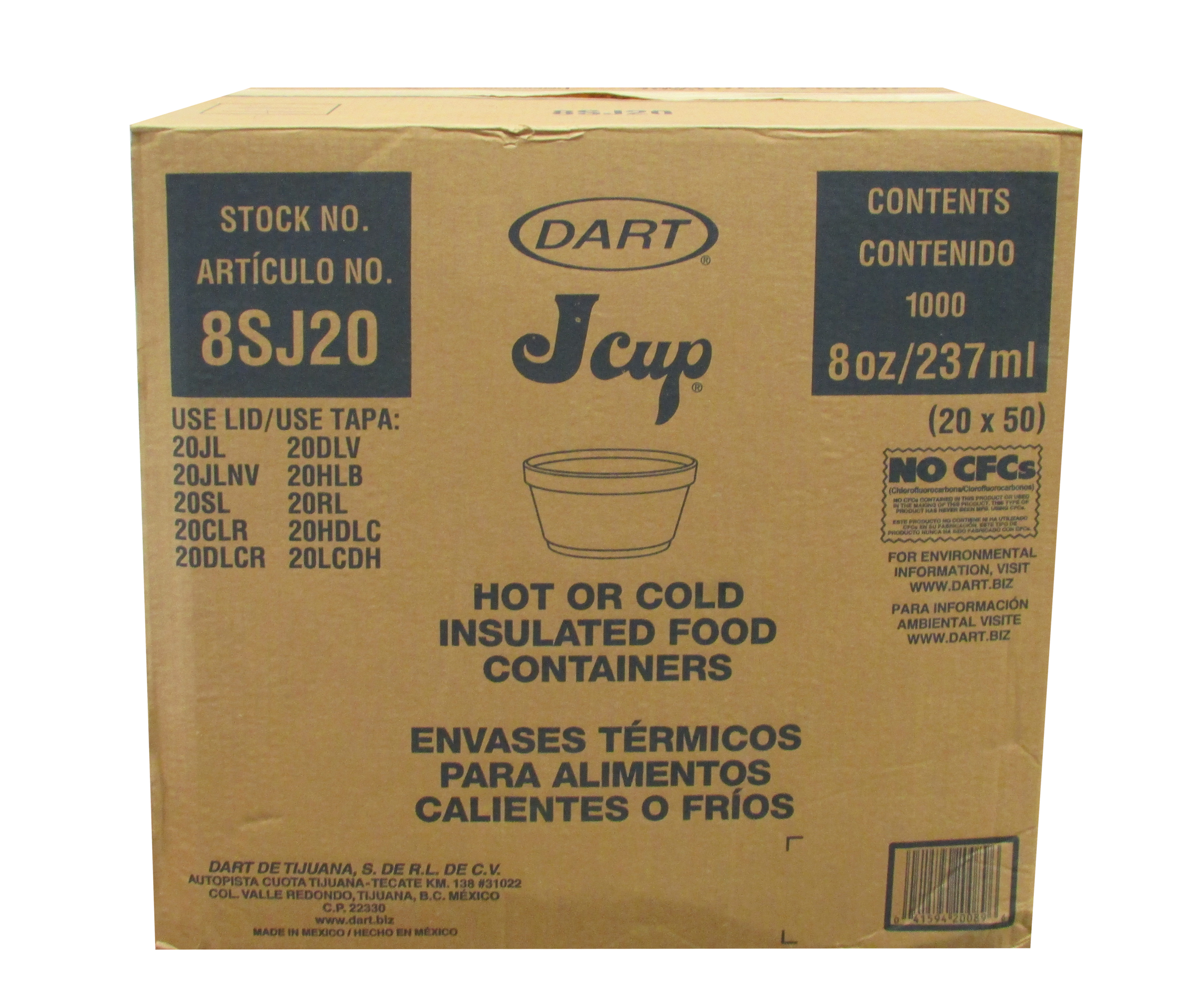 ENVASE DE FOAM 8 OZ DART 20/50 PZ