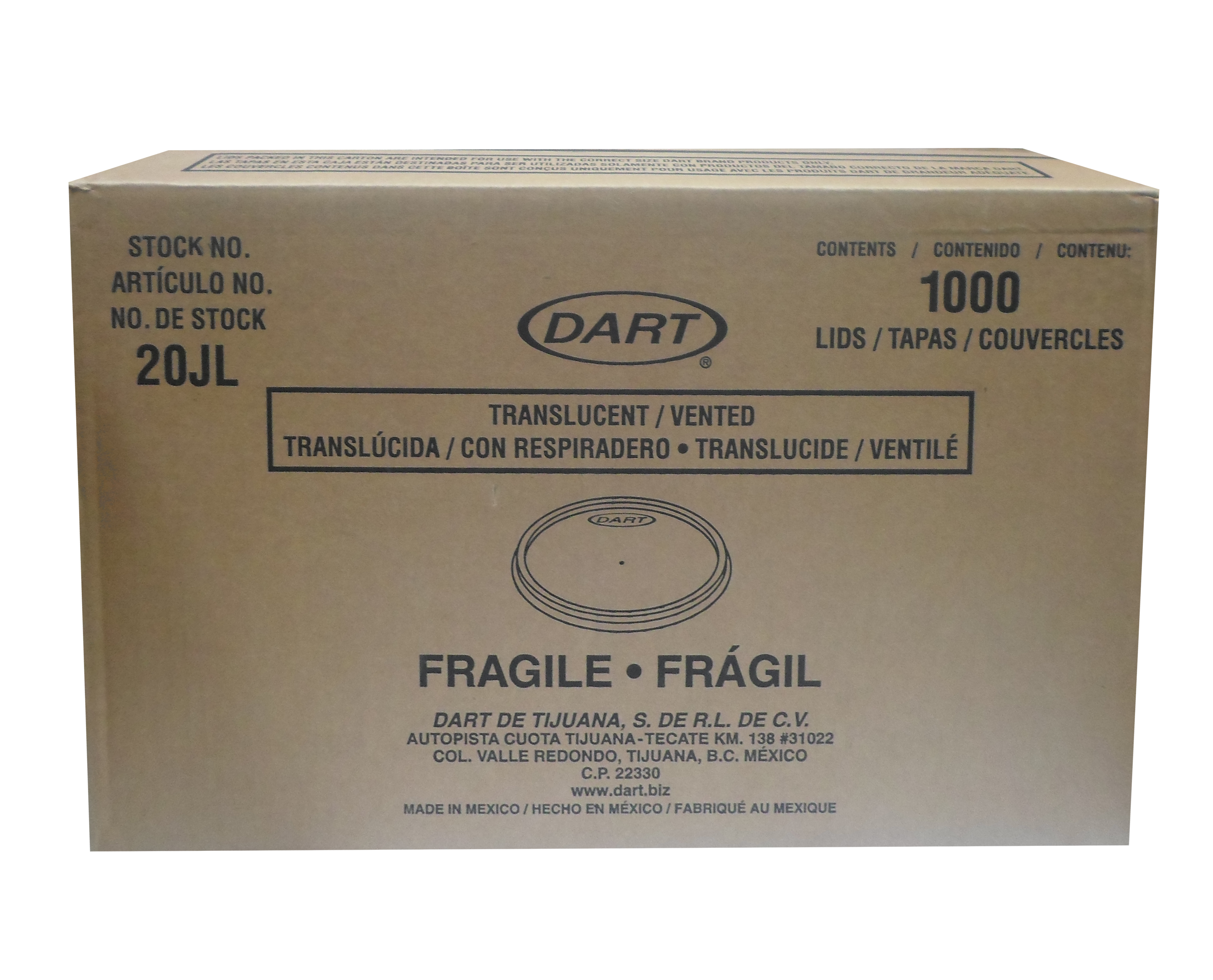 TAPA P/VASO DART 20 JL 10/100 PZ