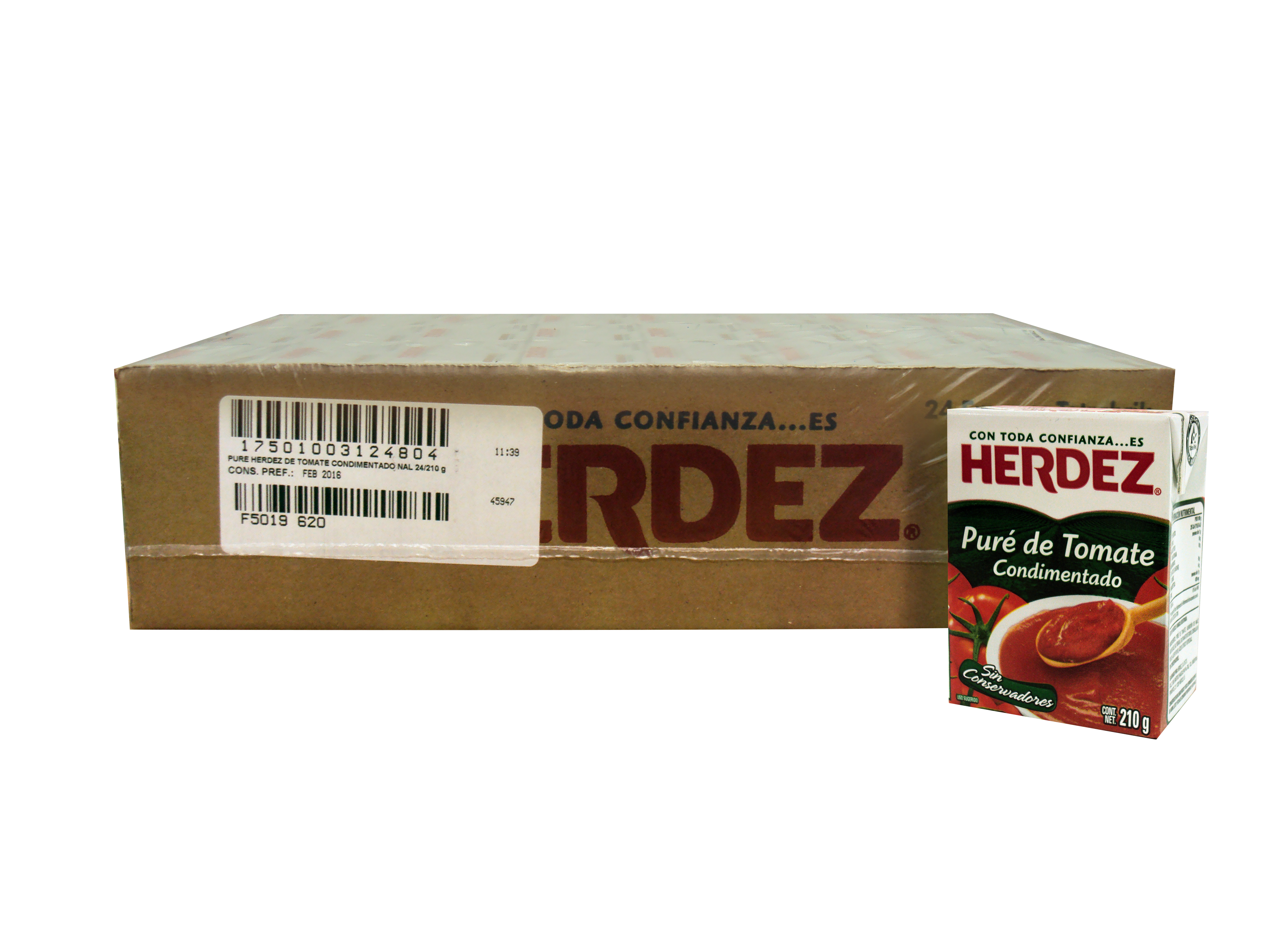 PURE DE TOMATE CONDIMENTADO HERDEZ 24/210 GR.