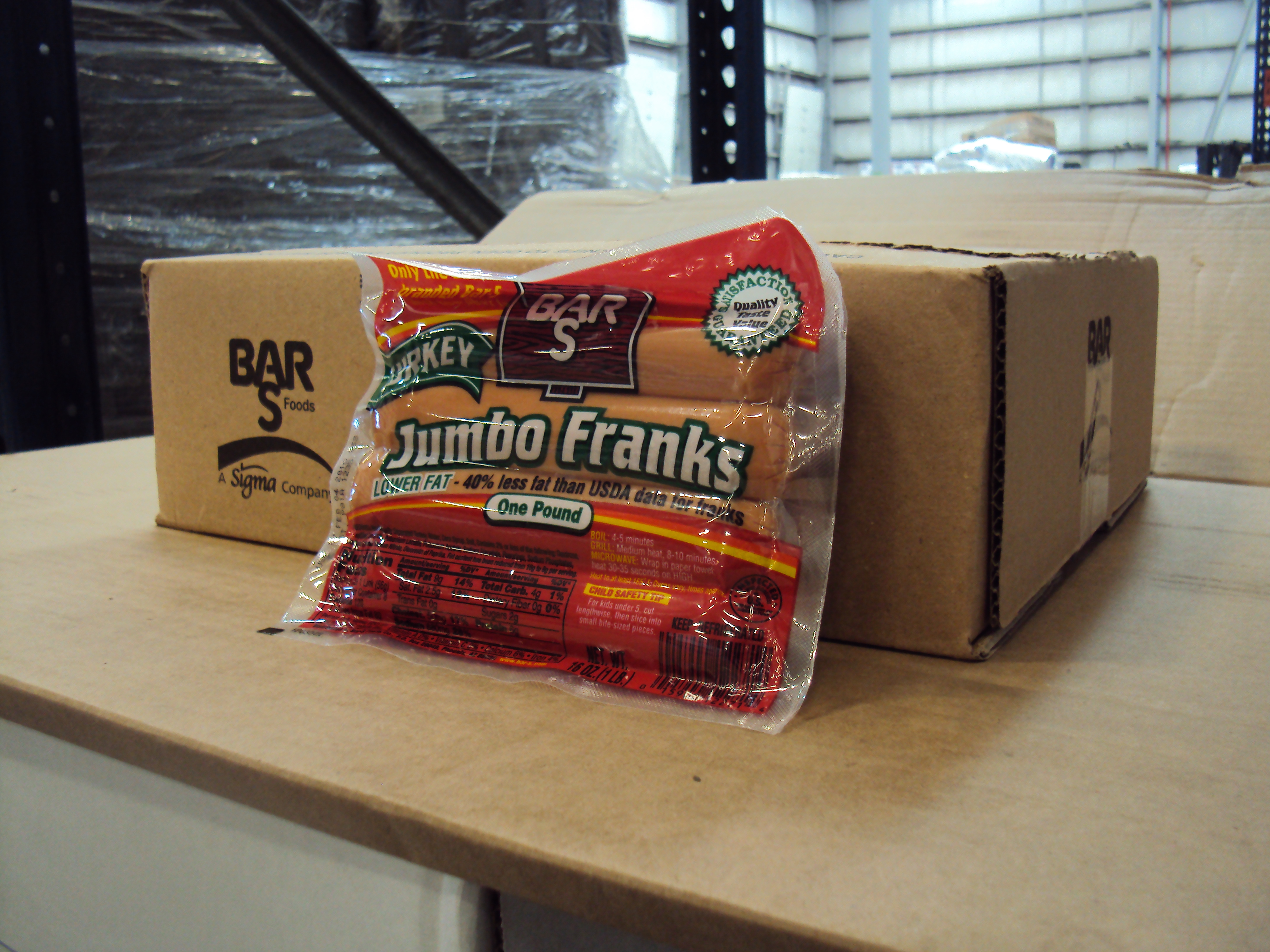 SALCHICHA DE PAVO JUMBO BARS 12/1 LB.