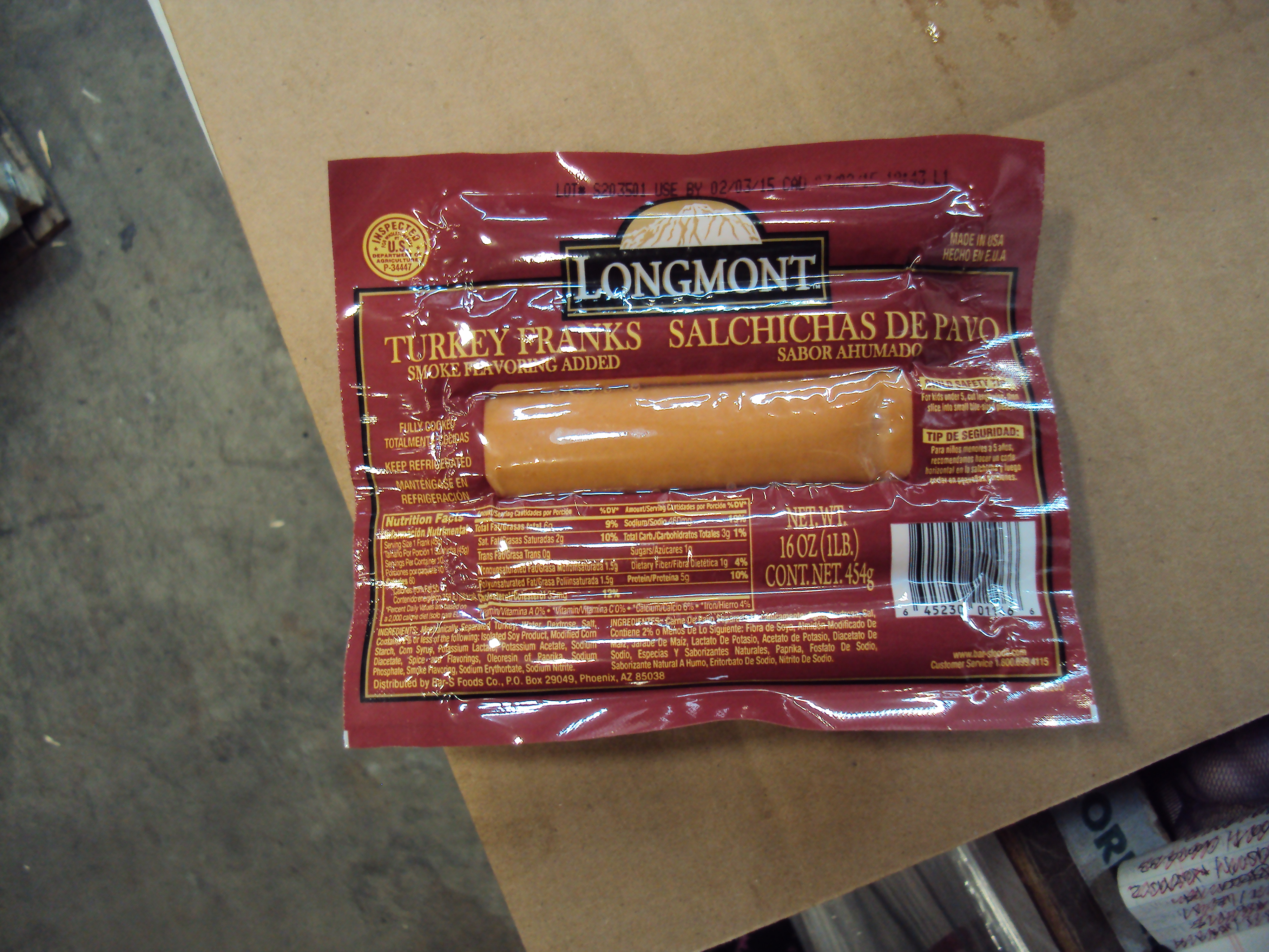 SALCHICHA DE PAVO LONGMONT 10/1 LB.