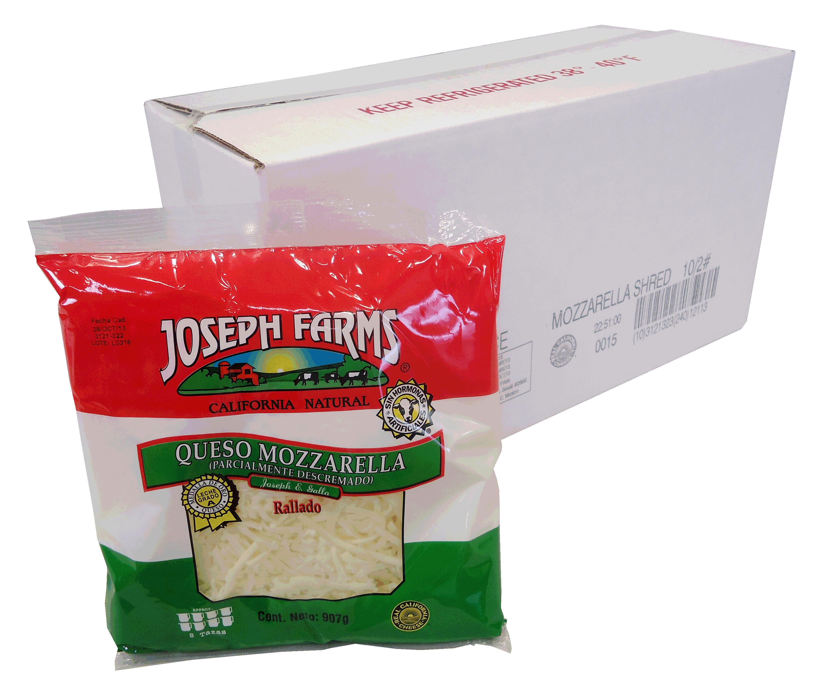 QUESO MOZZARELLA RALLADO JOSEPH FARMS 10/2 LB.