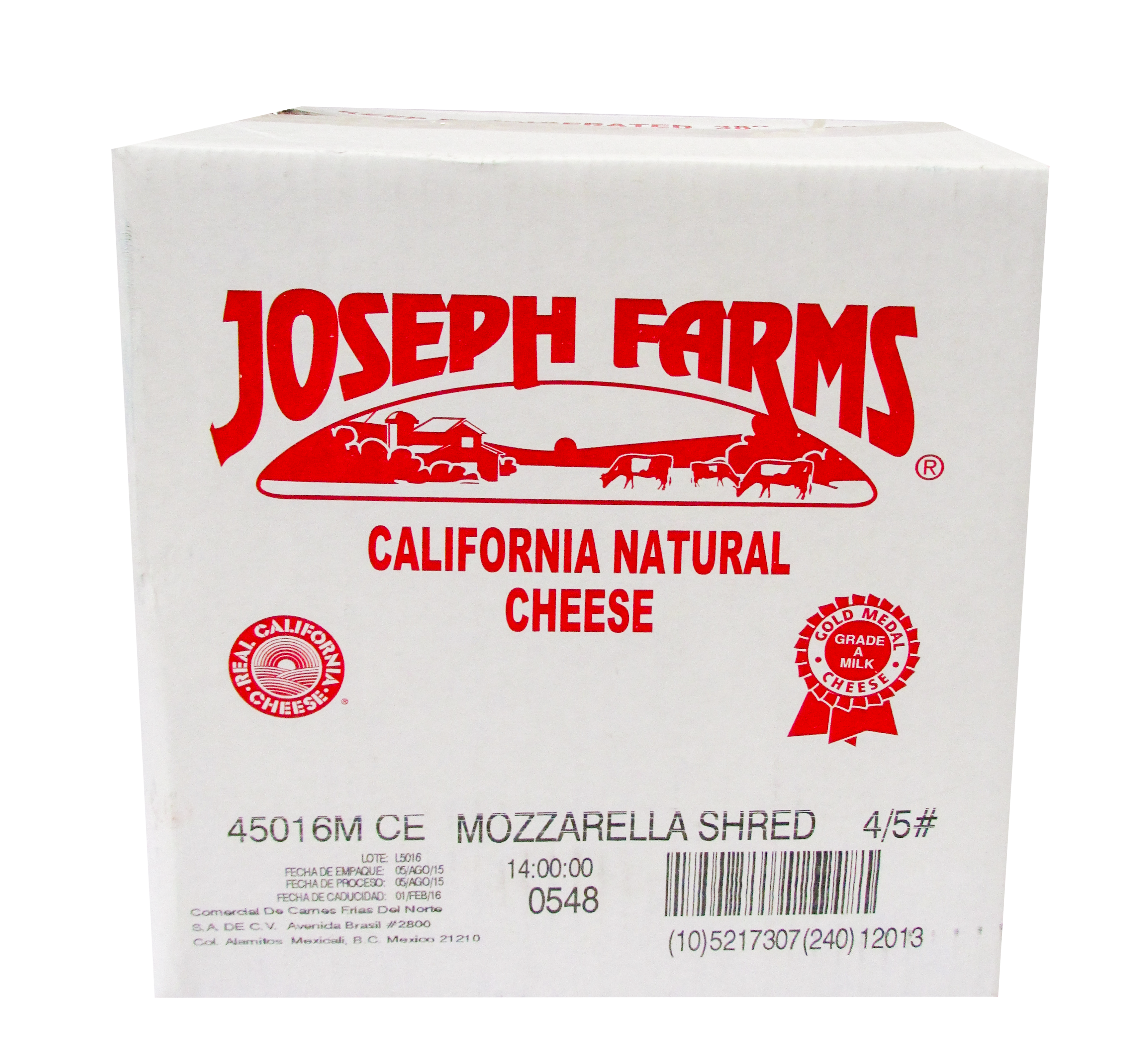 QUESO MOZZARELLA RALLADO JOSEPH FARMS 4/5 LB