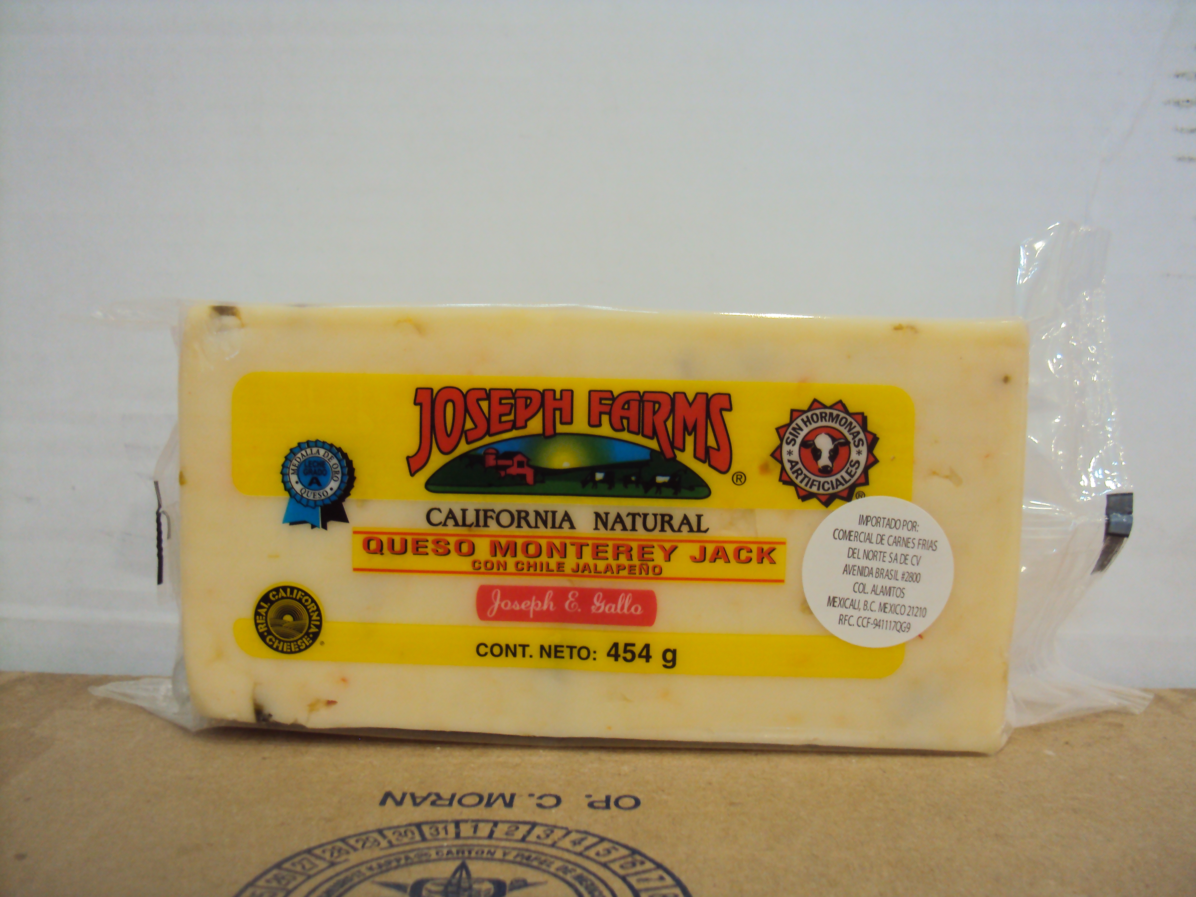 QUESO MONTERREY BARRA C/JALAPEÑO JOSEPH FARMS 20/1 LB.