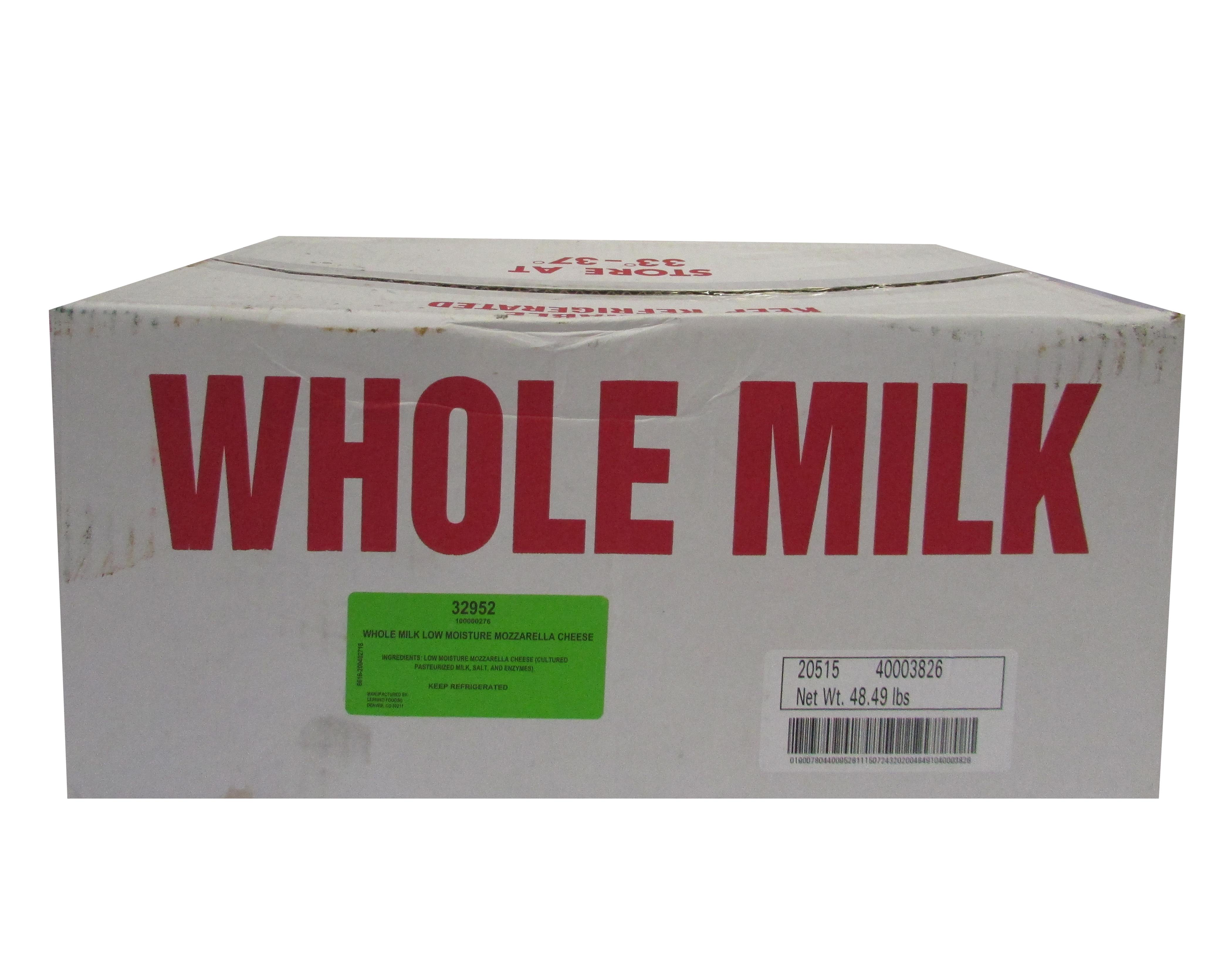 QUESO MOZZARELLA BARRA WHOLE MILK C/8 PZ